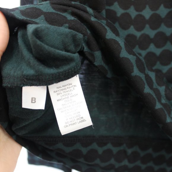 LOFT Soft Green Black Dot Zip Back Top S - Picture 6 of 6